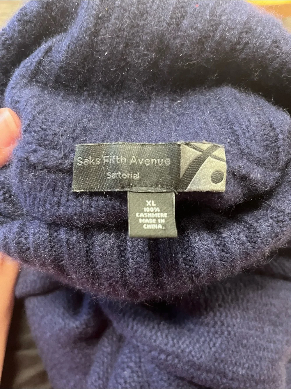 Saks Navy Turtleneck Cozy Knit Sweater - Women's